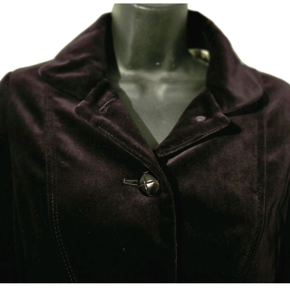 Vintage Women's J. Crew Dark Purple Velveteen Blazer Single Breasted Sz 2P - Picture 6 of 10